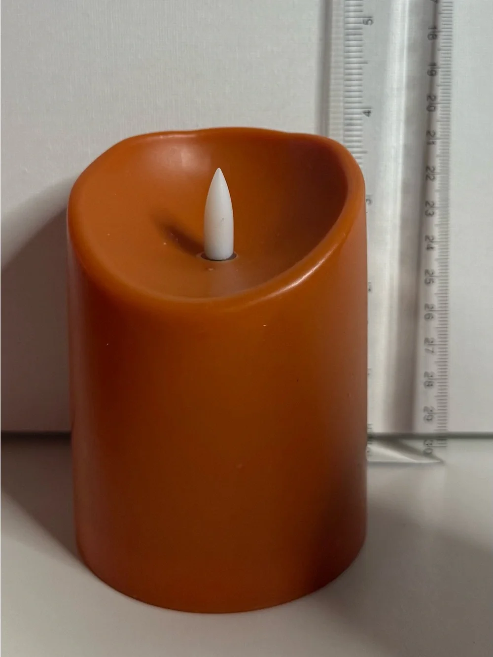 Candle Set Flickering 3  LED Pillars Different Heights in Orange